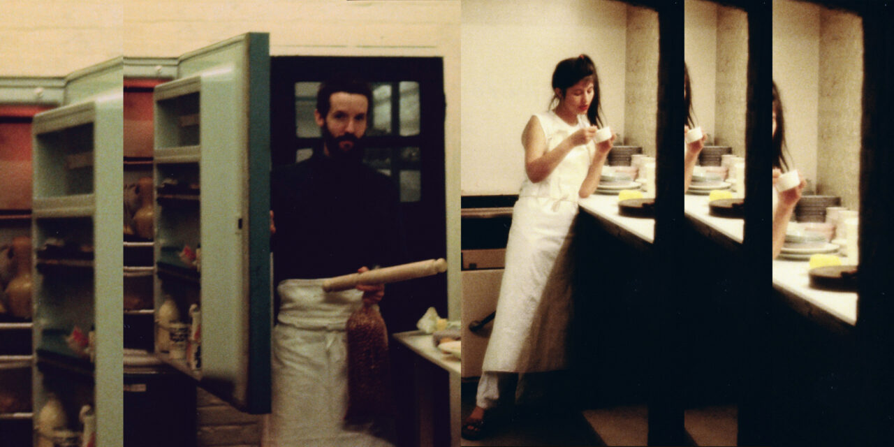 A split image showing William English and Sandra Cross working in The Dining Room