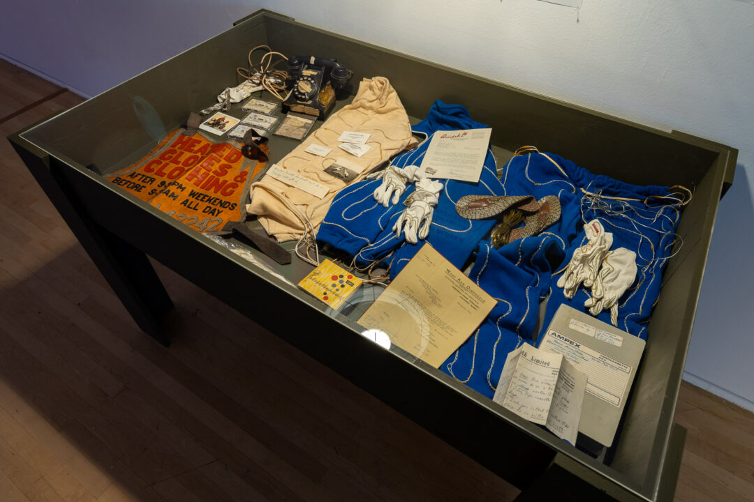 Vitrine presenting materials belonging to Captain Maurice Seddon