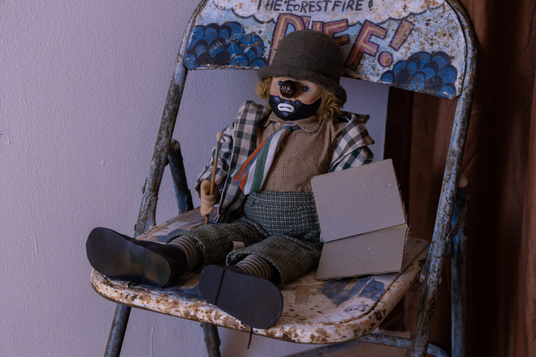 Installation view showing elements from the Narcissistic Clown installation