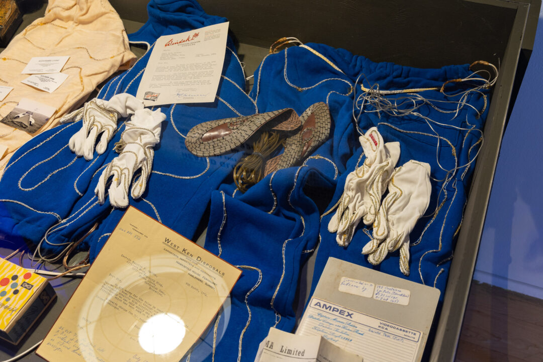 Vitrine presenting materials belonging to Captain Maurice Seddon