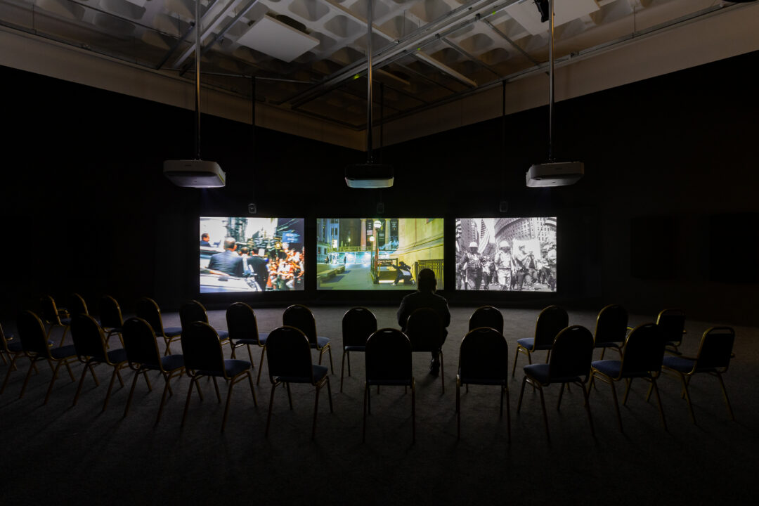 Installation view: Naeem Mohaiemen, THROUGH A MIRROR, DARKLY
