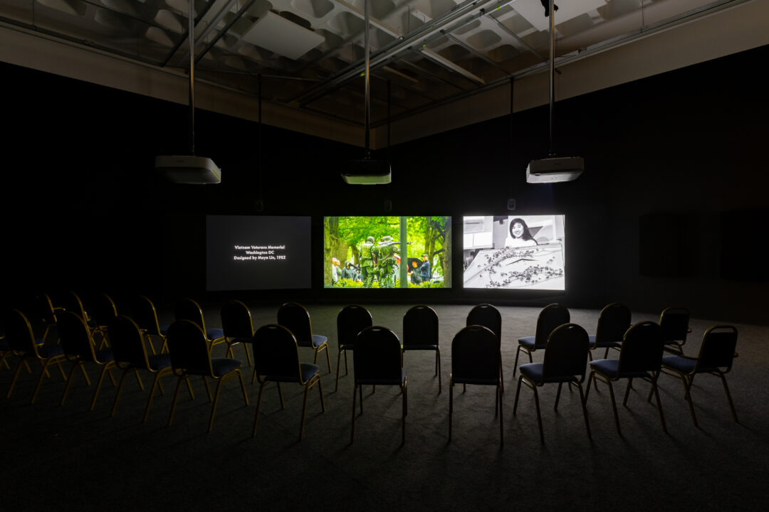 Installation view: Naeem Mohaiemen, THROUGH A MIRROR, DARKLY